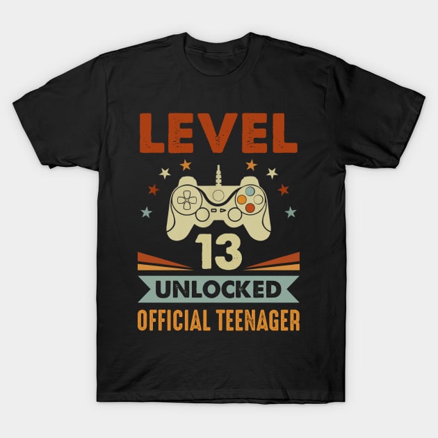 Level 13 Unlocked Official Teenager 13th Birthday 13 Years Old Gift Shirt Funny Birthday Gift T-Shirt by Alana Clothing